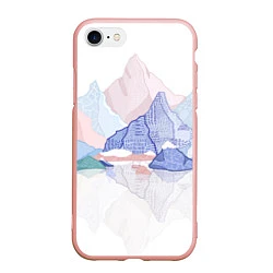 Чехол iPhone 7/8 матовый Разноцветные пастельные оттенки гор в отражении во
