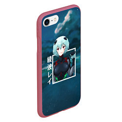 Чехол iPhone 7/8 матовый Евангелион Neon Genesis Evangelion, Рей Аянами, цвет: 3D-малиновый — фото 2