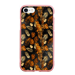 Чехол iPhone 7/8 матовый Тигры и листья Тропики