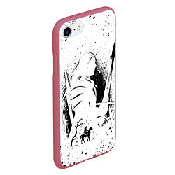 Чехол iPhone 7/8 матовый ВЕДЬМАК С МЕЧОМ ЗНАКИ НА СПИНЕ, цвет: 3D-малиновый — фото 2