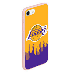 Чехол iPhone 7/8 матовый LA LAKERS NBA FIRE ЛЕЙКЕРС ОГОНЬ, цвет: 3D-светло-розовый — фото 2