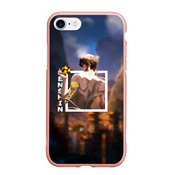 Чехол iPhone 7/8 матовый Чжун Ли Zhongli, Genshin Impact, цвет: 3D-светло-розовый