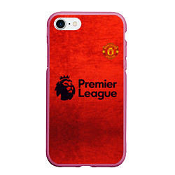 Чехол iPhone 7/8 матовый MU Manchester United MU, цвет: 3D-малиновый
