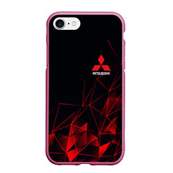 Чехол iPhone 7/8 матовый MITSUBISHI GEOMETRY RED SPORT JAPAN, цвет: 3D-малиновый