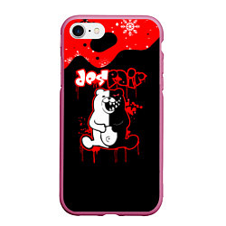 Чехол iPhone 7/8 матовый Monokuma Снежинки, цвет: 3D-малиновый