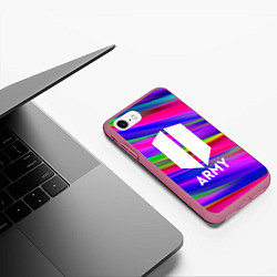 Чехол iPhone 7/8 матовый BTS ARMY RAIBOW, цвет: 3D-малиновый — фото 2