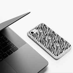 Чехол iPhone 7/8 матовый Чёрно-Белые полоски Зебры, цвет: 3D-белый — фото 2