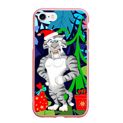 Чехол iPhone 7/8 матовый Новогодний тигр в джунглях, цвет: 3D-баблгам