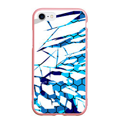 Чехол iPhone 7/8 матовый 3D ВЗРЫВ ПЛИТ Белые и синие осколки