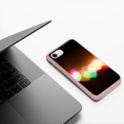 Чехол iPhone 7/8 матовый Горящие сердца всех цветов радуги, цвет: 3D-светло-розовый — фото 2