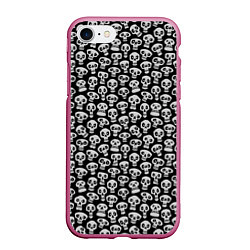 Чехол iPhone 7/8 матовый Funny skulls, цвет: 3D-малиновый
