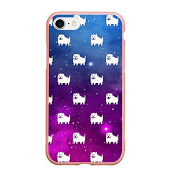 Чехол iPhone 7/8 матовый UNDERTALE DOGS PATTERN SPACE, цвет: 3D-светло-розовый