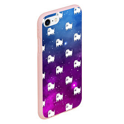 Чехол iPhone 7/8 матовый UNDERTALE DOGS PATTERN SPACE, цвет: 3D-светло-розовый — фото 2