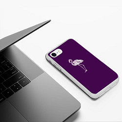Чехол iPhone 7/8 матовый Фламинго в сиреневом, цвет: 3D-белый — фото 2