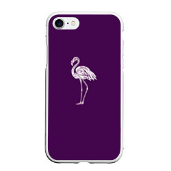 Чехол iPhone 7/8 матовый Фламинго в сиреневом, цвет: 3D-белый