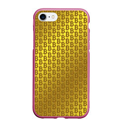 Чехол iPhone 7/8 матовый Биткоин золото, цвет: 3D-малиновый