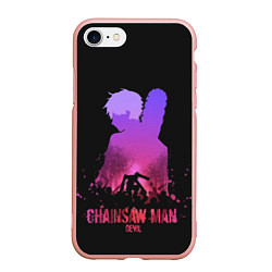 Чехол iPhone 7/8 матовый Chainsaw Man Дэндзи, цвет: 3D-светло-розовый