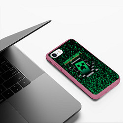 Чехол iPhone 7/8 матовый Майнкрафт выживание, цвет: 3D-малиновый — фото 2