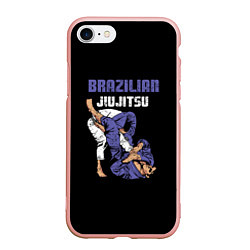 Чехол iPhone 7/8 матовый BRAZILIAN JIU JITSU - BJJ, цвет: 3D-светло-розовый