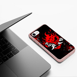 Чехол iPhone 7/8 матовый SAMURAI CYBERPUNK 2077 LOGO, цвет: 3D-светло-розовый — фото 2