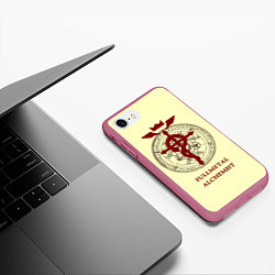 Чехол iPhone 7/8 матовый Стальной алхимик - Фламель, цвет: 3D-малиновый — фото 2