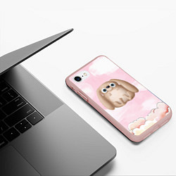 Чехол iPhone 7/8 матовый Большой забавный заяц, цвет: 3D-светло-розовый — фото 2