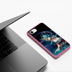 Чехол iPhone 7/8 матовый АДЕПТ СЯО НЕОНОВЫЙ ГРАДИЕНТ, цвет: 3D-малиновый — фото 2