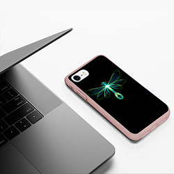 Чехол iPhone 7/8 матовый Неоновая стрекоза, цвет: 3D-светло-розовый — фото 2