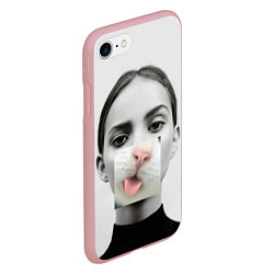 Чехол iPhone 7/8 матовый Девушка с кошачьим язычком, цвет: 3D-баблгам — фото 2