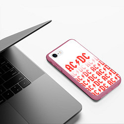 Чехол iPhone 7/8 матовый Acdc Паттерн, цвет: 3D-малиновый — фото 2