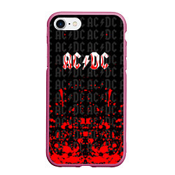 Чехол iPhone 7/8 матовый Acdc Паттерн