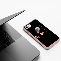 Чехол iPhone 7/8 матовый Токийский Гуль снимает маску Иероглифы, цвет: 3D-светло-розовый — фото 2