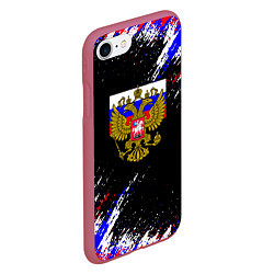 Чехол iPhone 7/8 матовый Russia Флаг с Гербом, цвет: 3D-малиновый — фото 2