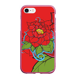 Чехол iPhone 7/8 матовый Роза-эмблема любви, цвет: 3D-малиновый