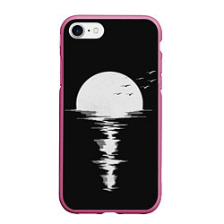 Чехол iPhone 7/8 матовый Лунная Музыкальная Дорожка, цвет: 3D-малиновый