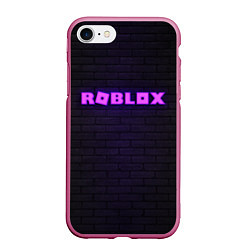 Чехол iPhone 7/8 матовый ROBLOX NEON LOGO ИГРА РОБЛОКС, цвет: 3D-малиновый