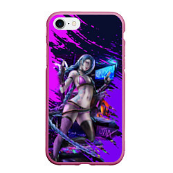 Чехол iPhone 7/8 матовый Arcane ДЖИНКС игра League Of Legends, цвет: 3D-малиновый