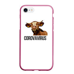 Чехол iPhone 7/8 матовый Corovavirus, цвет: 3D-малиновый