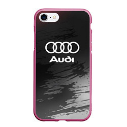 Чехол iPhone 7/8 матовый Audi туман, цвет: 3D-малиновый