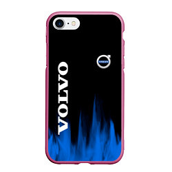 Чехол iPhone 7/8 матовый Volvo синий огонь, цвет: 3D-малиновый