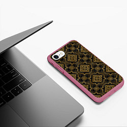 Чехол iPhone 7/8 матовый Versace classic pattern, цвет: 3D-малиновый — фото 2