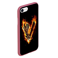 Чехол iPhone 7/8 матовый Викинги: Вальхалла, логотип, цвет: 3D-малиновый — фото 2