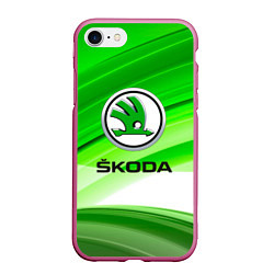 Чехол iPhone 7/8 матовый Skoda texture, цвет: 3D-малиновый
