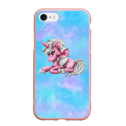 Чехол iPhone 7/8 матовый Единорог с белой гривой, цвет: 3D-светло-розовый