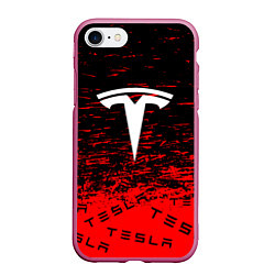 Чехол iPhone 7/8 матовый Tesla sport red, цвет: 3D-малиновый