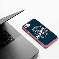 Чехол iPhone 7/8 матовый Англия England, цвет: 3D-малиновый — фото 2