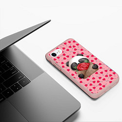 Чехол iPhone 7/8 матовый Панда с валентинкой день влюбленных, цвет: 3D-светло-розовый — фото 2