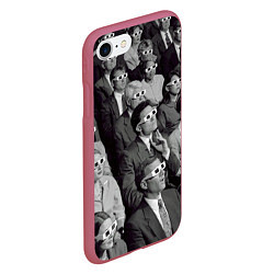 Чехол iPhone 7/8 матовый Люди смотрят кино в 3d очках, цвет: 3D-малиновый — фото 2