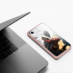 Чехол iPhone 7/8 матовый One Punch Man - Сайтама, цвет: 3D-светло-розовый — фото 2
