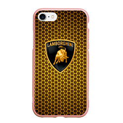 Чехол iPhone 7/8 матовый Lamborghini gold соты